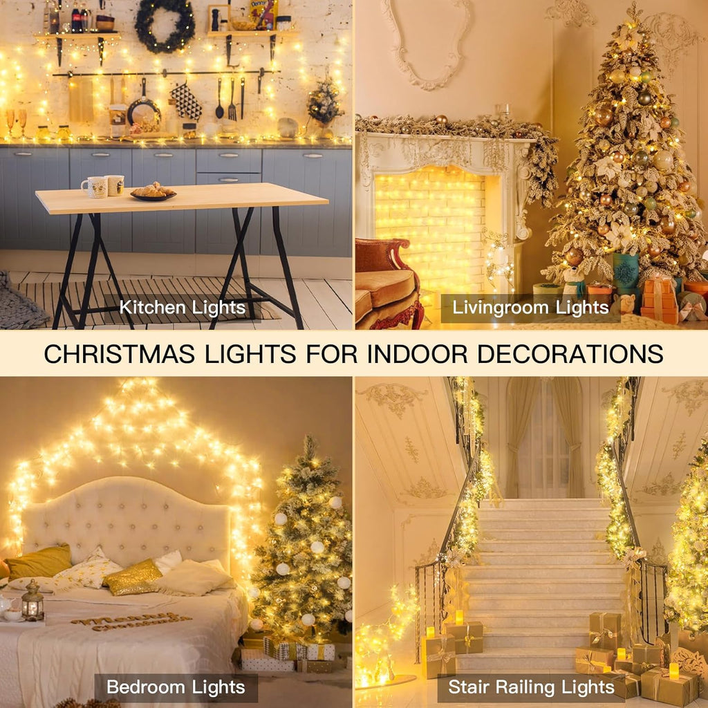 Suddus Indoor String Lights - 33ft 100 LED Warm White Fairy Lights with Remote & Timer for Home Decor