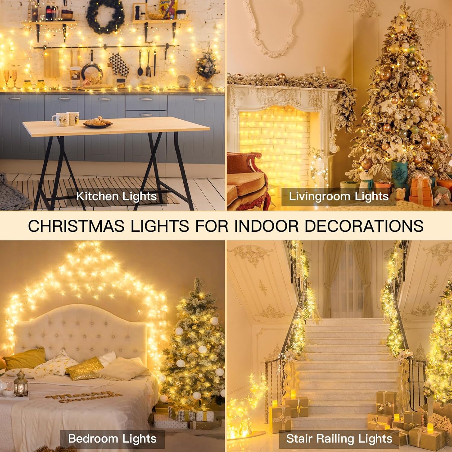 Suddus Indoor String Lights - 33ft 100 LED Warm White Fairy Lights with Remote & Timer for Home Decor