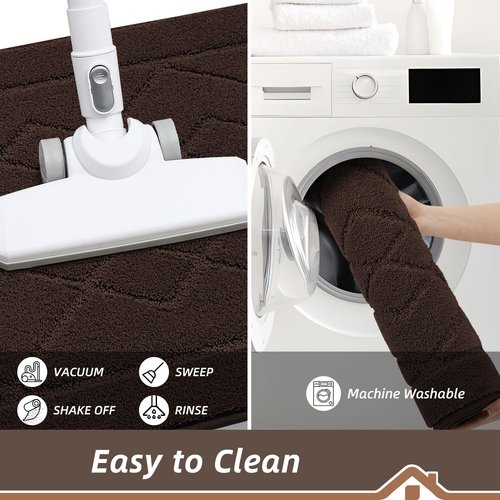BEQHAUSE Kitchen Mats for Floor 2PCS, Kitchen Rugs Non-Slip Washable, Kitchen Runner Rug Absorbent and Stain Resistant, Floor Mat for Kitchen, Laundry & Sink, 24"x36"+24"x60", Brown