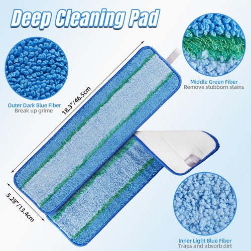 3 Pack Deep Cleaning Pad for Bona Hardwood Floor Cleaner Mop Replacement, Washable & Reusable Pads for Bona Family of Mops, Spray Mop Pads for Hard Surface Floors Cleaning