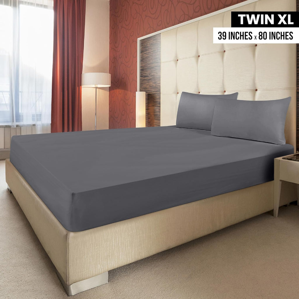 Utopia Bedding Twin XL Fitted Sheets - Soft Brushed Microfiber - Deep Pockets - 4 Pack in Grey