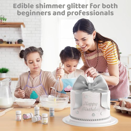 Edible Glitter by [Brand Name] - Silver Drink Glitter for Food, Cupcakes, and Cocktails | Kosher Halal Certified