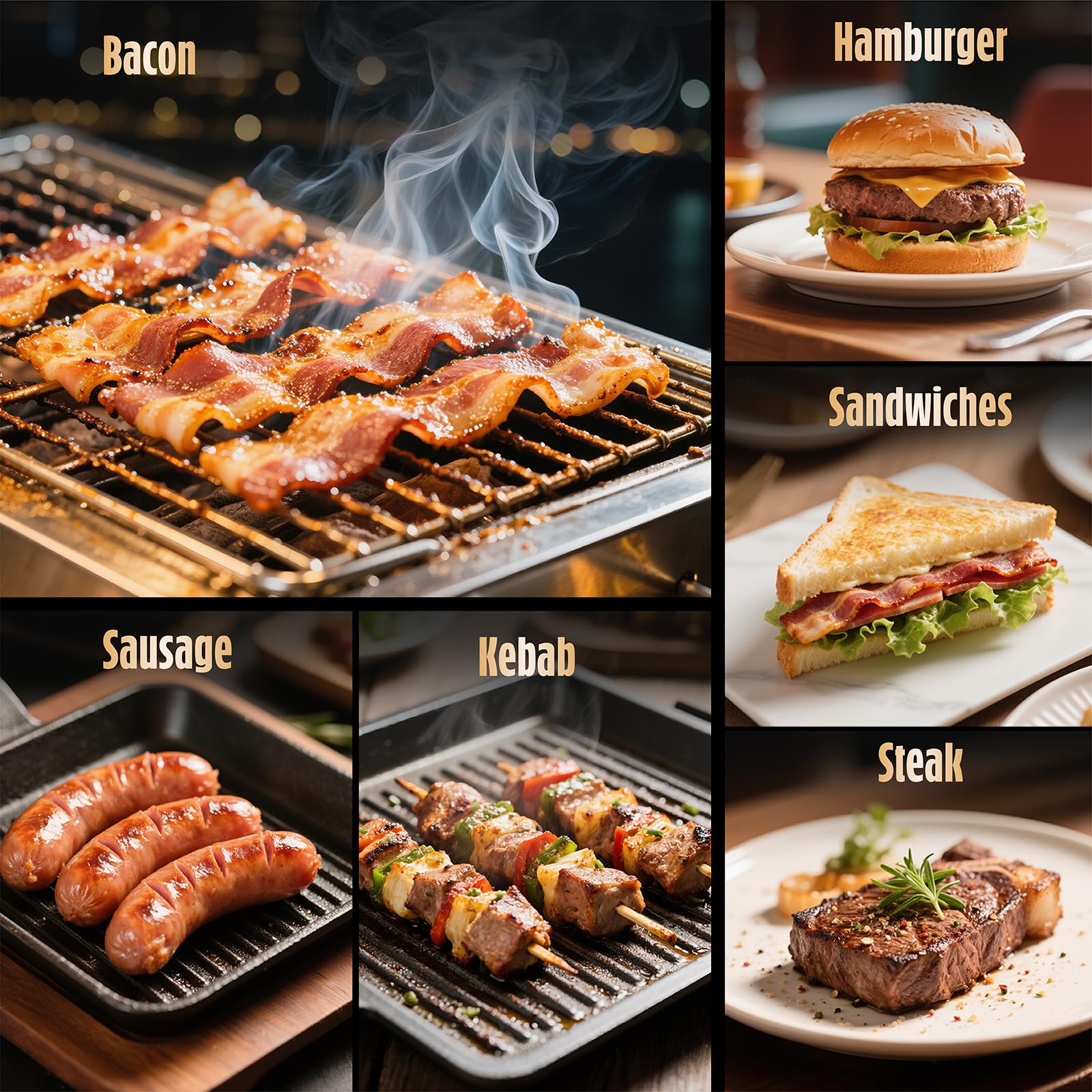 Pisol Bacon Press Smash Burger Press, Pre-Seasoned Cast Iron Hamburger, 2 lb Heavy-Duty Grill Bacon Meat Press Tool with Wood Handle