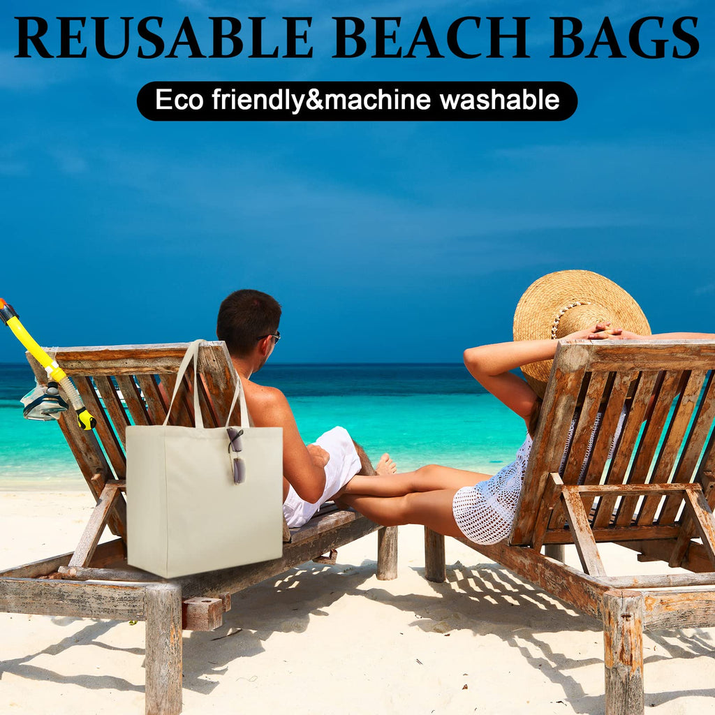 Reginary 12 Pack Canvas Grocery Bag Large Blank Shopping Tote Bags Reusable Pouches Bulk with Handle, 14 x 14 x 7.9'' (White)