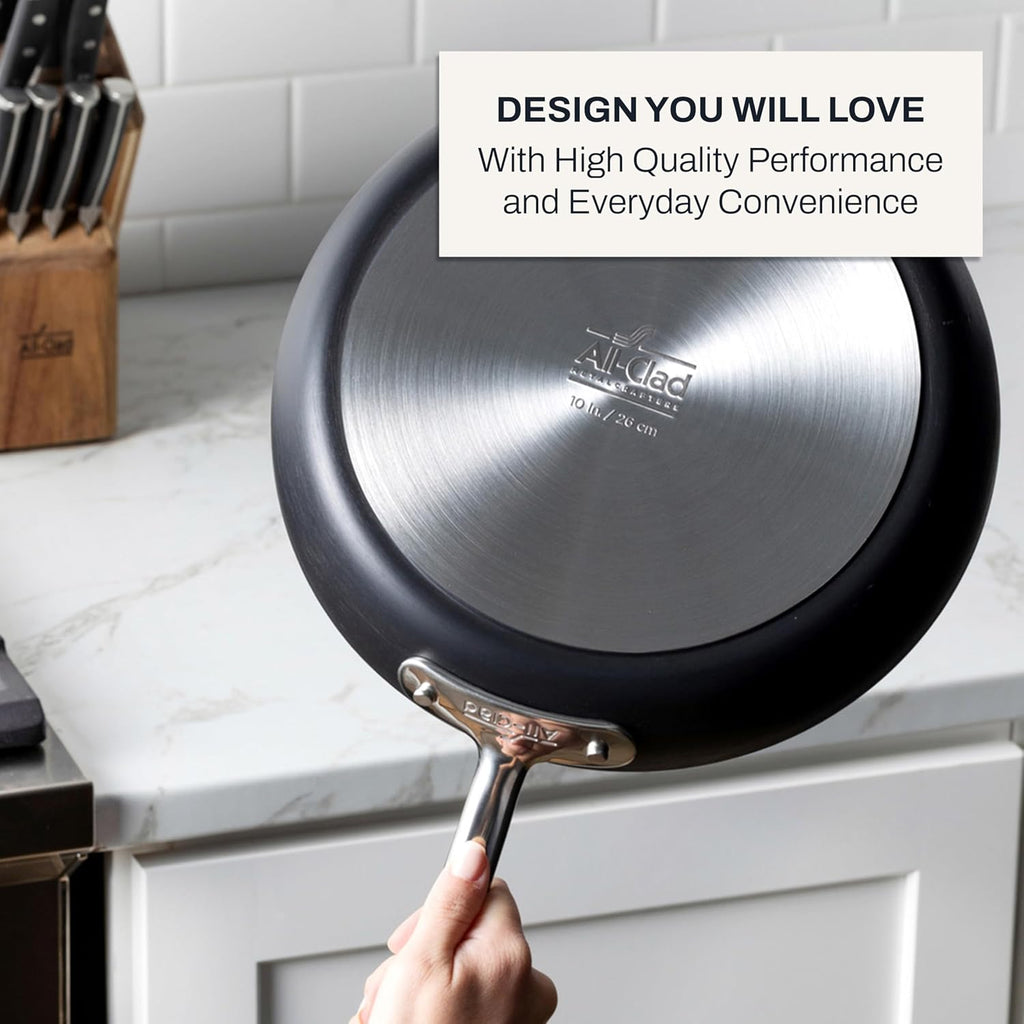 All-Clad HA1 Non-Stick Fry Pan Set - 2-Piece Induction Cookware (8 & 10 Inch) | Oven Safe to 500°F, Dishwasher Safe Black