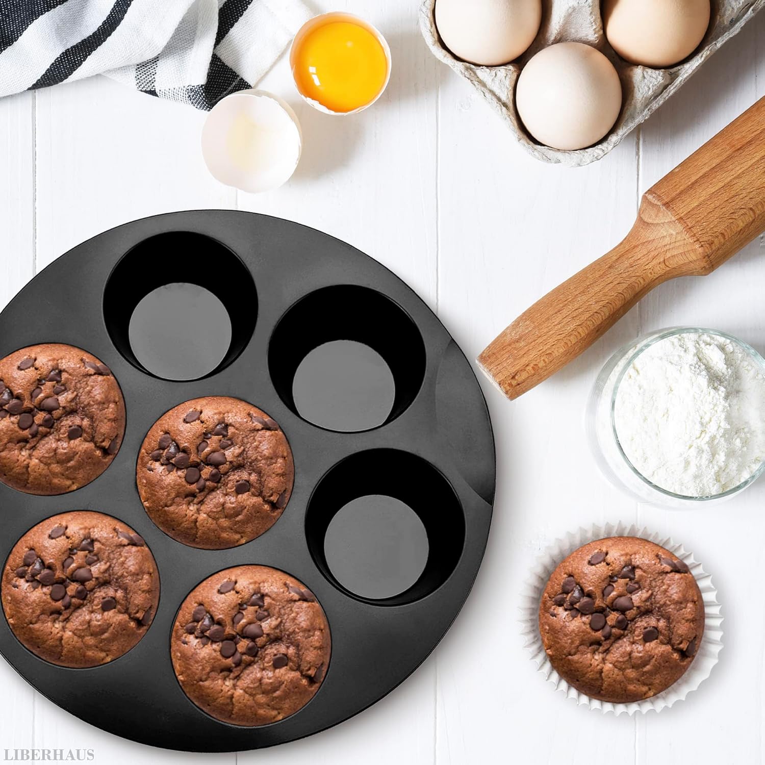 Skiennix Air Fryer Muffin Pan - 7-Cup Silicone Mold for Egg Bites | Heat Resistant & Nonstick