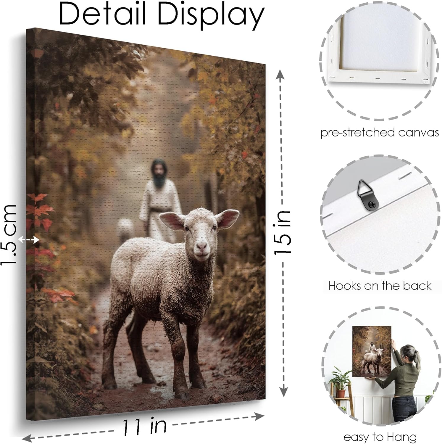 Christian Wall Decor | 11" X 15" Jesus And Lamb Art - Perfect For Prayer Rooms & Baptism Gifts