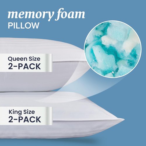 Beckham Hotel Collection Shredded Memory Foam Pillows - Adjustable Cooling 2-Pack Queen for All Sleep Positions