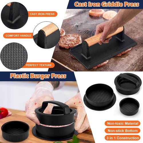 Joyfair Griddle Accessories Kit - 18-Piece Stainless Steel Tool Set for Blackstone | BBQ Spatula, Basting Cover & Burger Press