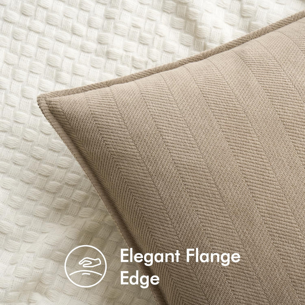 MIULEE Decorative Pillow Covers - Soft Chenille 20x20 Inch Khaki Cushions for Elegant Home Decor | Set of 2