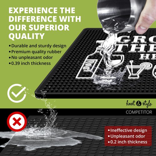 Group Therapy Bar Mat for Countertop - Ideal for Bartending & Home Bar Spill-Proof, Durable, Non-Slip Rubber Mat - Large Size 18"x12" - Bar Mats for Home Bar - Thick Rubber Mat