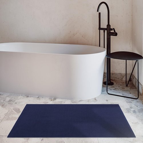 Cotton Paradise 100% Cotton Bath Mat - Non-Slip, Soft & Absorbent | 20x34 Inch, Navy Blue