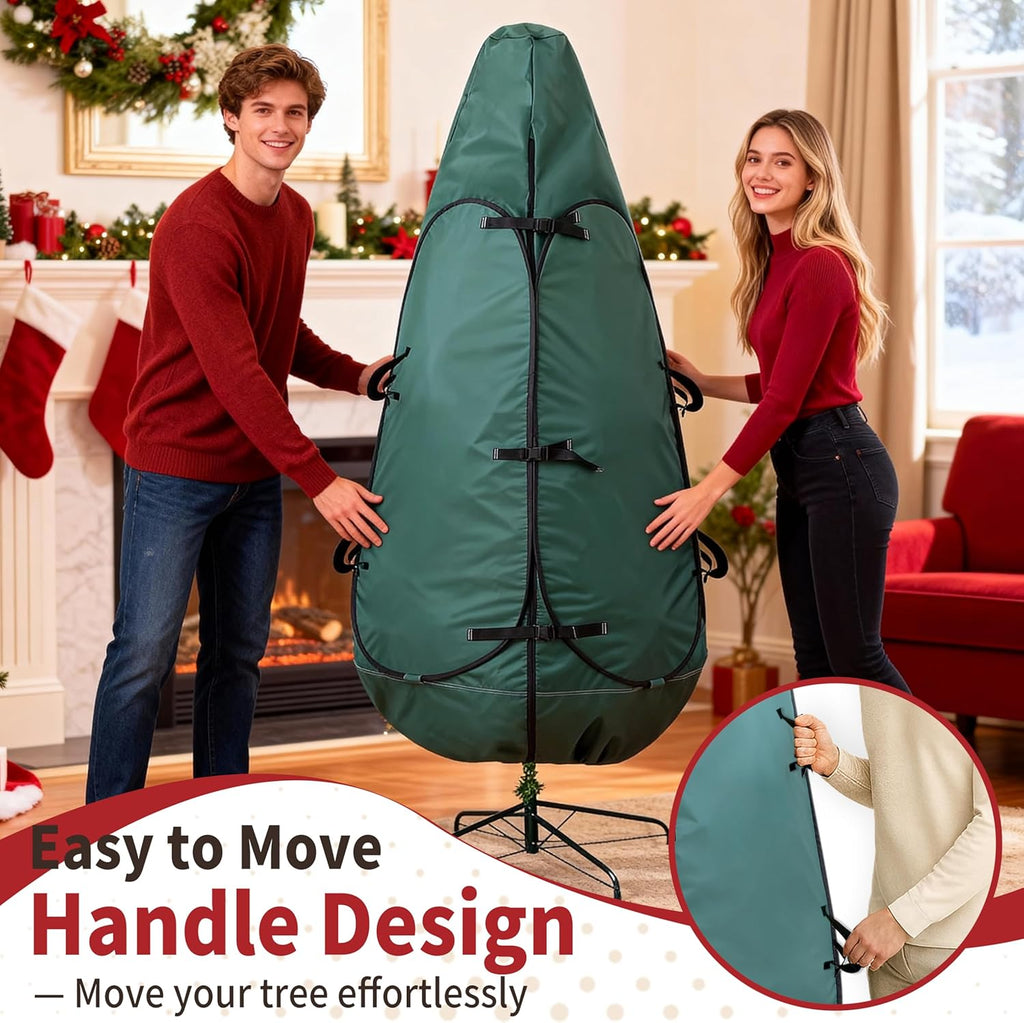 Upright Christmas Tree Bag - 9 Ft Storage Cover for 8-10 Ft Artificial Trees | Durable Protection