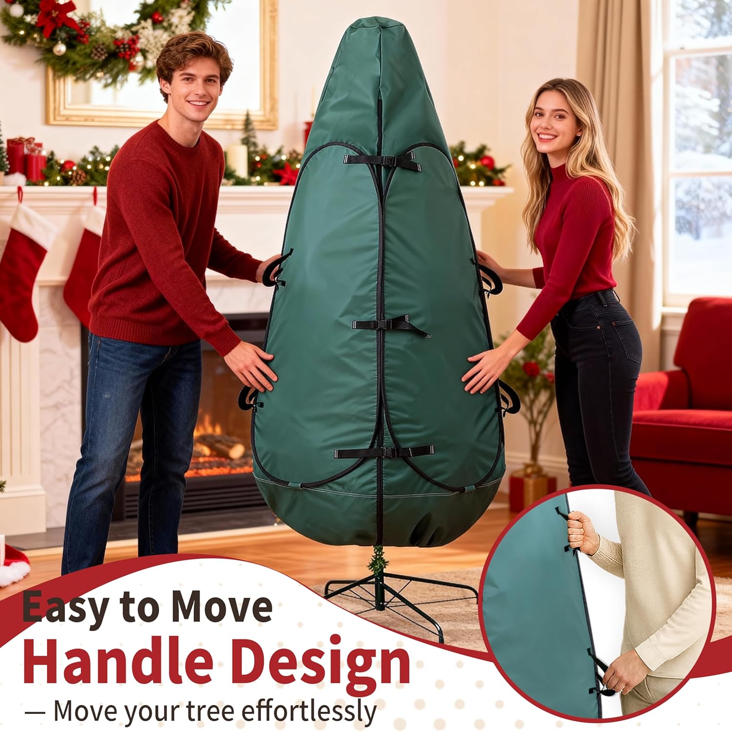 Upright Christmas Tree Bag - 9 Ft Storage Cover for 8-10 Ft Artificial Trees | Durable Protection
