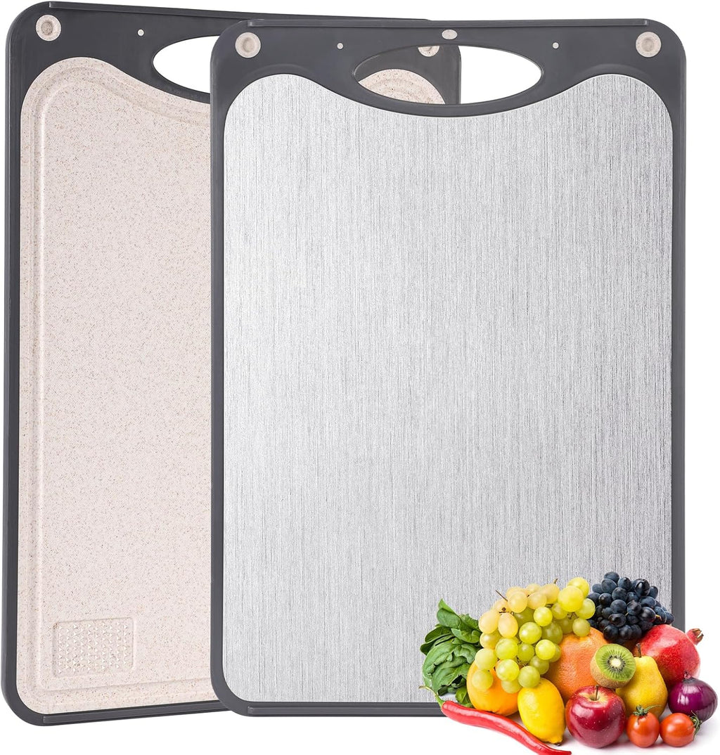 **Titanium Cutting Board - Double-Sided Food Grade Chopping Board | Large 15”x10” - Easy to Clean, Dark Gray**