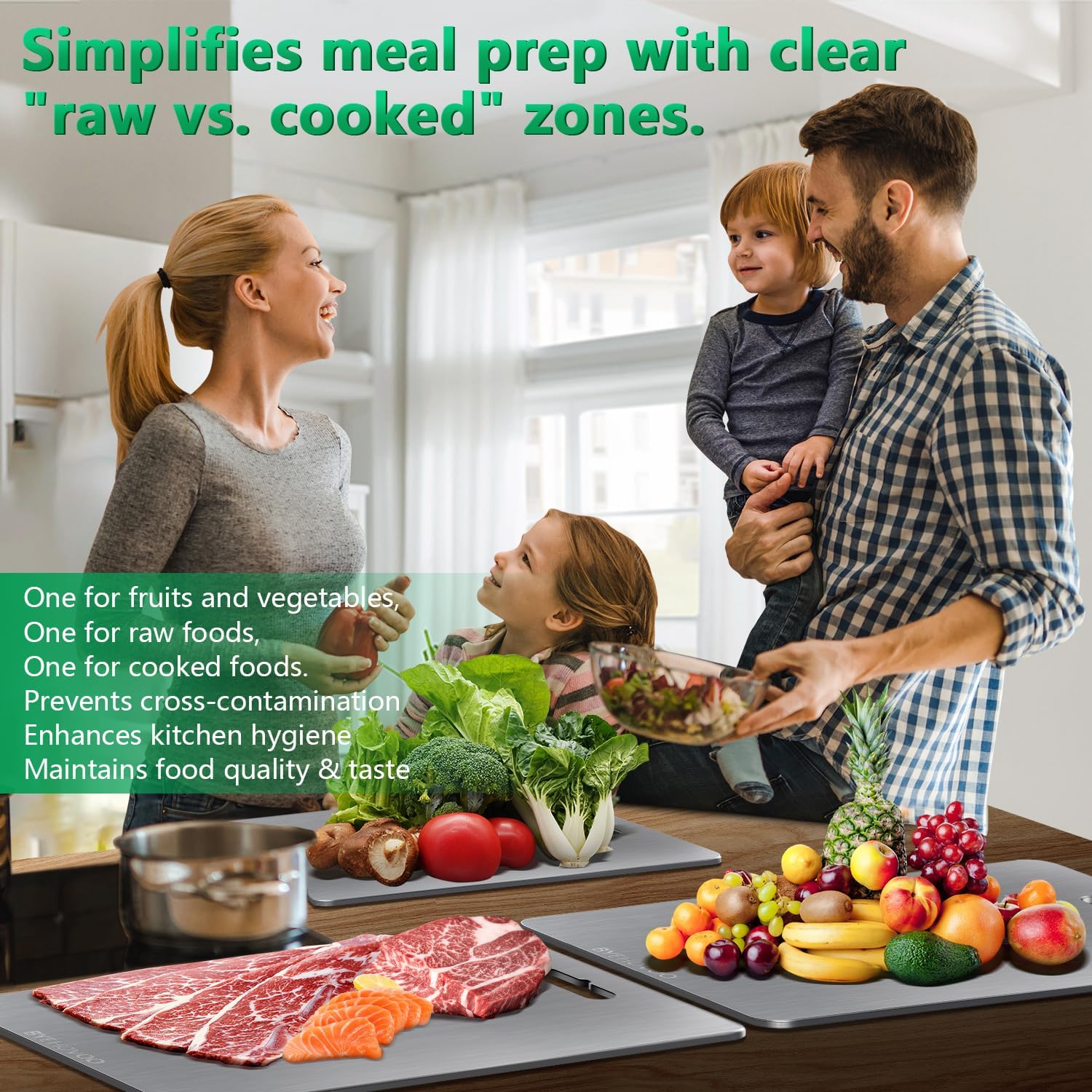 **Titanium Cutting Boards - Set of 3 Double-Sided Pure Titanium | Easy to Clean & Dishwasher Safe**