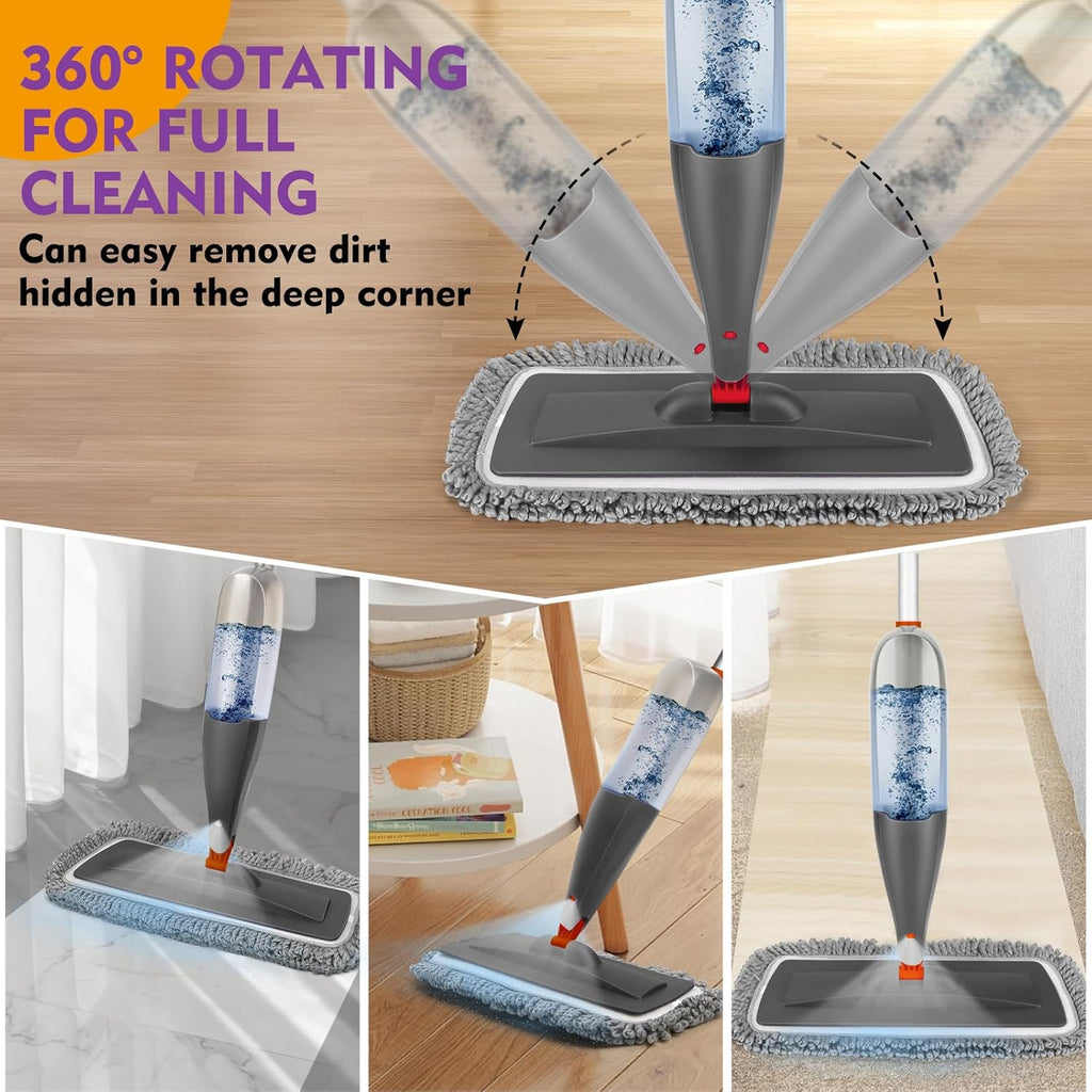 Skiennix Spray Mop - Microfiber Wet Mop with 800ml Refillable Bottle for Hardwood & Tile Cleaning