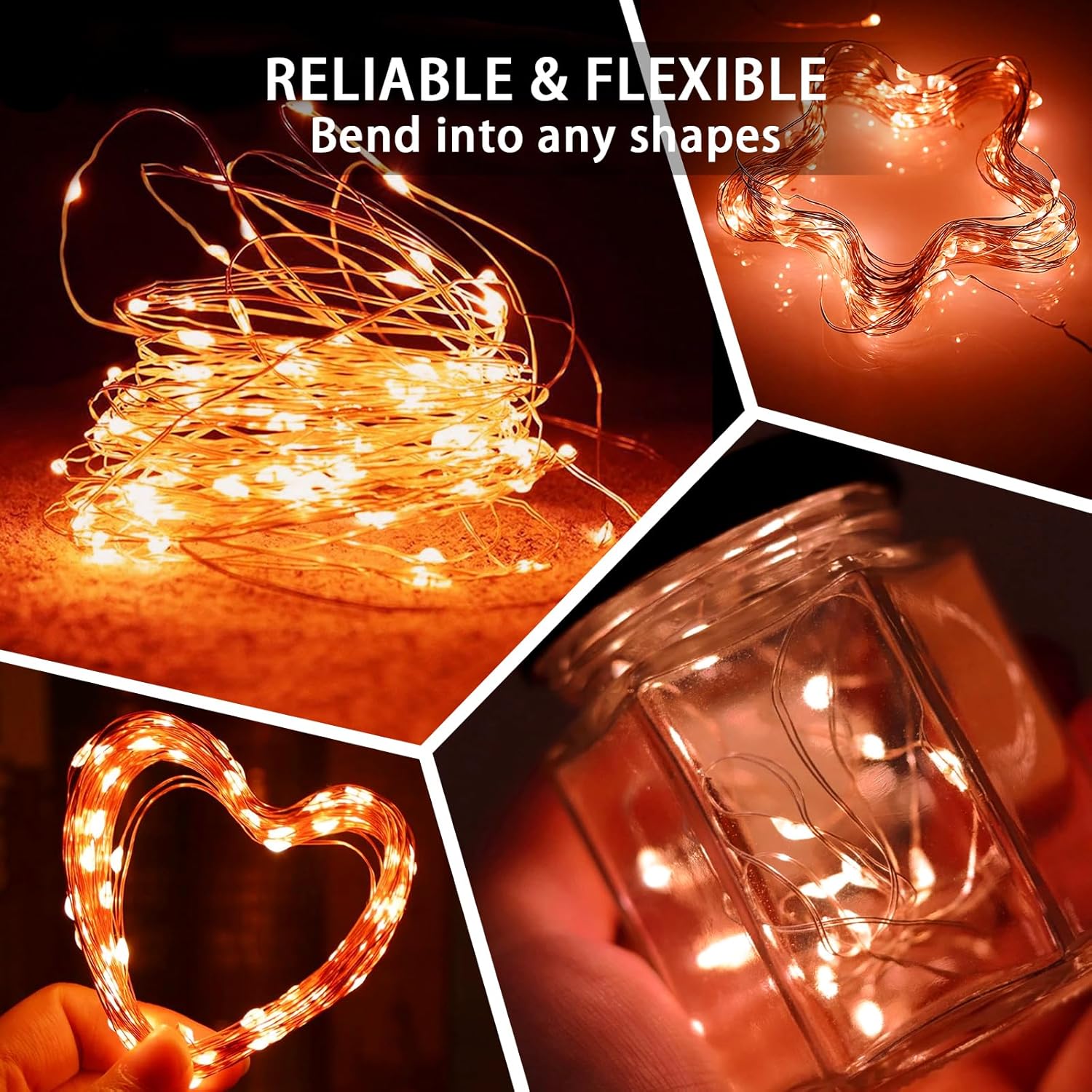 Skiennix 24-Pack Orange Fairy Lights - 7Ft 20 LED Twinkle String Lights | Battery Operated & Waterproof for Parties, Weddings, Christmas & More