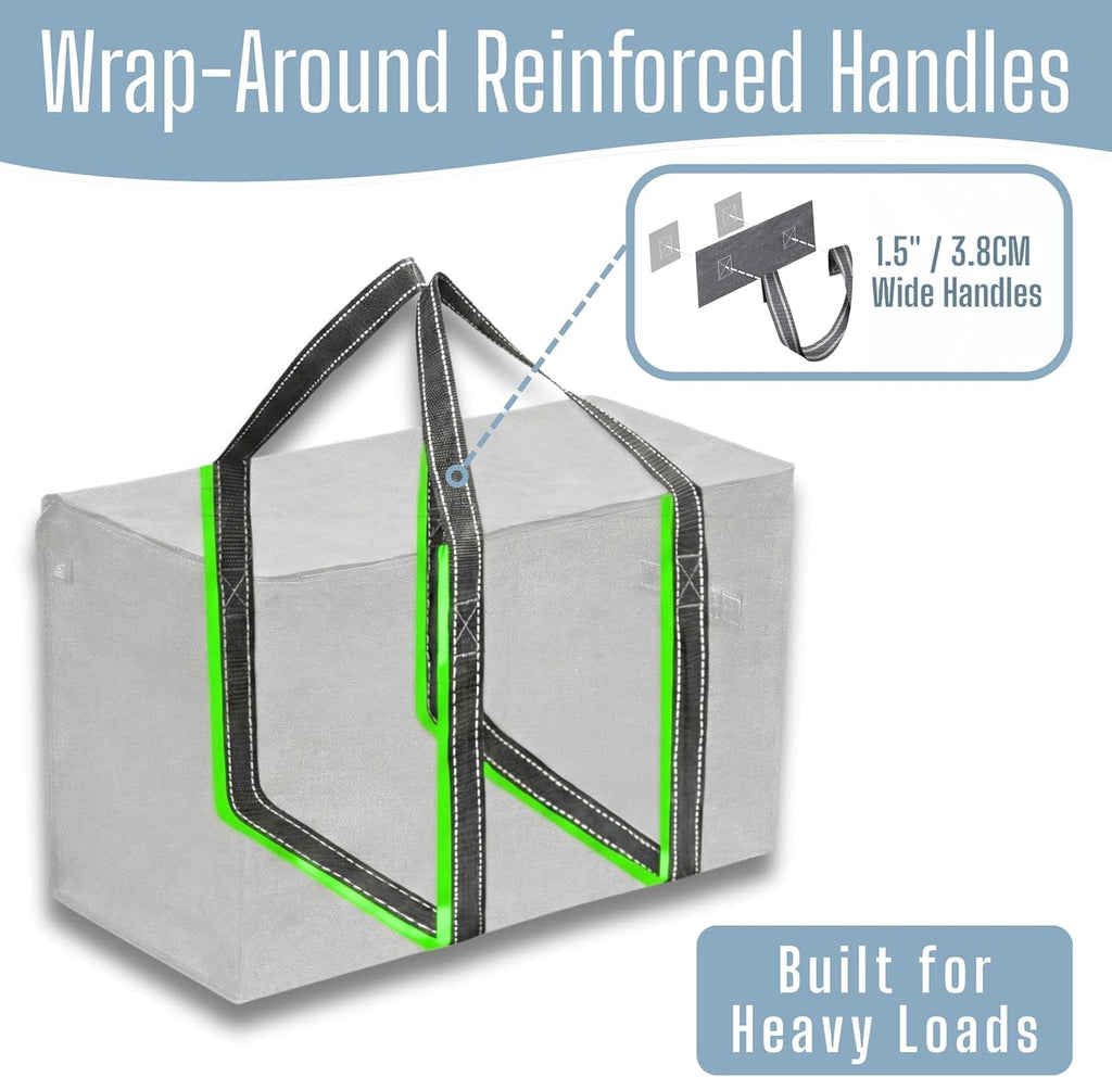 VENO Heavy Duty Moving Bags - Extra Large Reusable Storage Solution with Reinforced Handles & Strong Zippers | 8 Pack