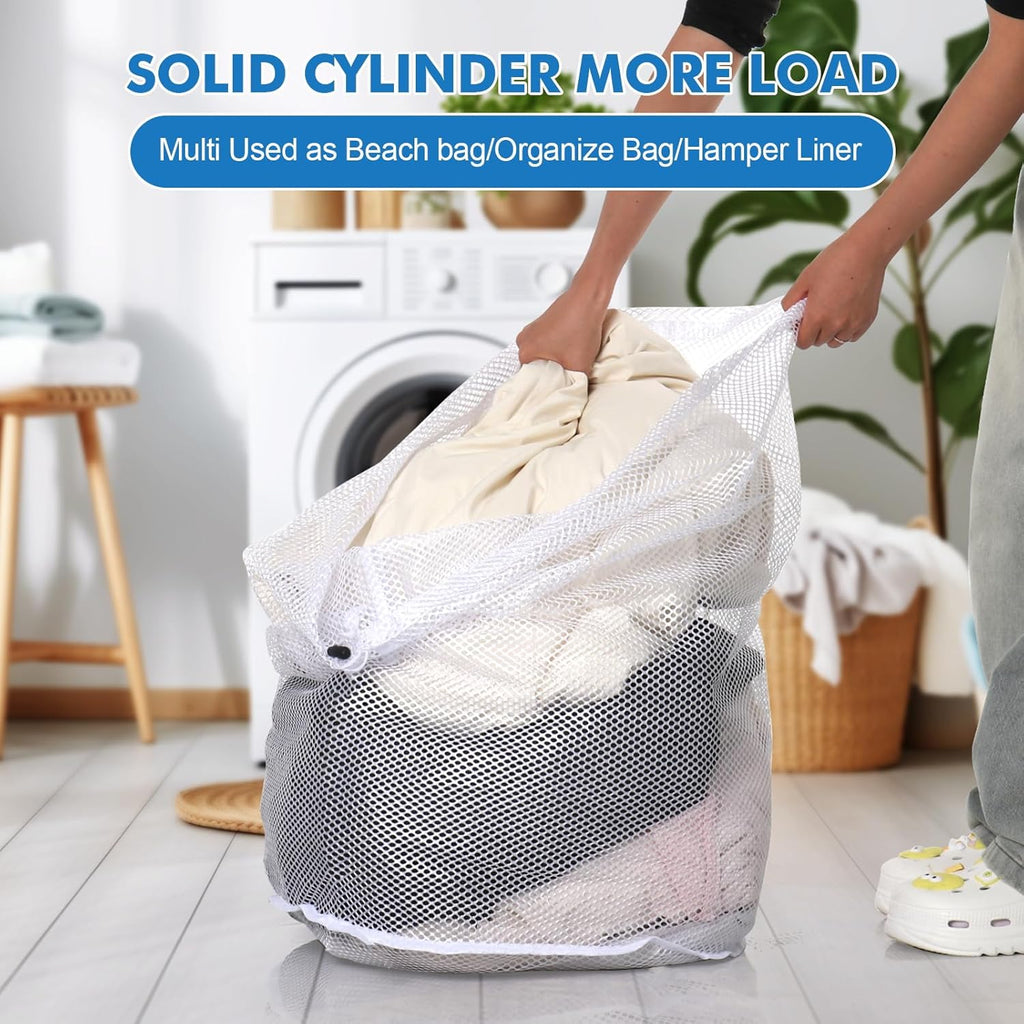 Skiennix Jumbo Mesh Laundry Bags - 3Pcs Set for Delicates, Bed Linen & Toys | XXLarge 28 x 26 Inches
