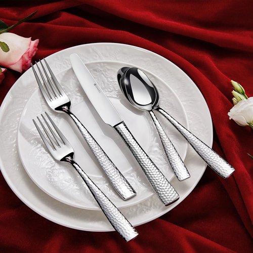 KEAWELL Premium 8-Piece Louis Hammered Fork Set, 18/10 Stainless Steel, Squared Edge with Smooth Rounded Edges for Enhanced Comfort, Dishwasher Safe (8, 8.3" Dinner Fork)