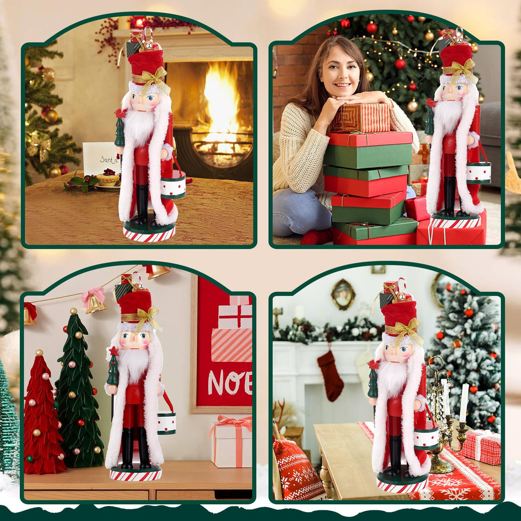 BXO Classic Nutcracker Soldier Decor - Christmas Table Centerpiece, Mantel Decor for Holiday, Traditional Christmas Figurine for Home Festival Decorations (Red & White)