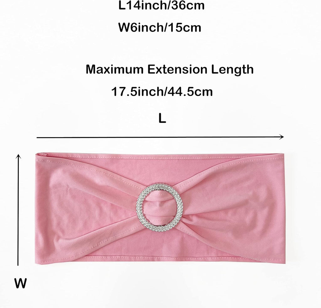 Spandex Chair Sashes by [Brand Name] - 50PCS Stretch Chair Ties with Buckle Slider for Wedding & Party Decor | Pink