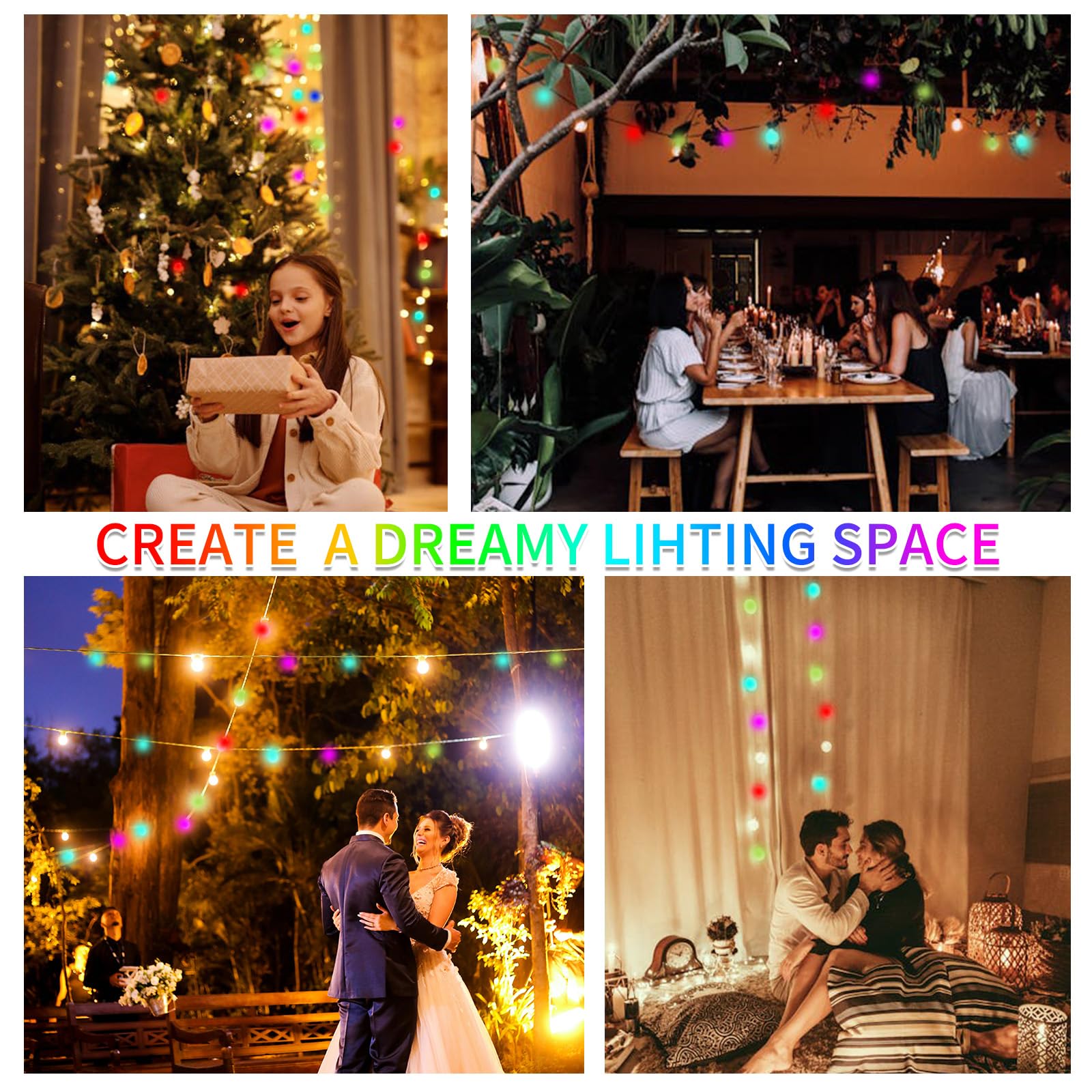 YOOWARM Smart Star Fairy Lights, 33FT 66 LED String Light, Tent Lights for Party with App, Music Sync,Group Control String Lights for Bedroom, Party, Wedding, Holiday Decorations (Star)