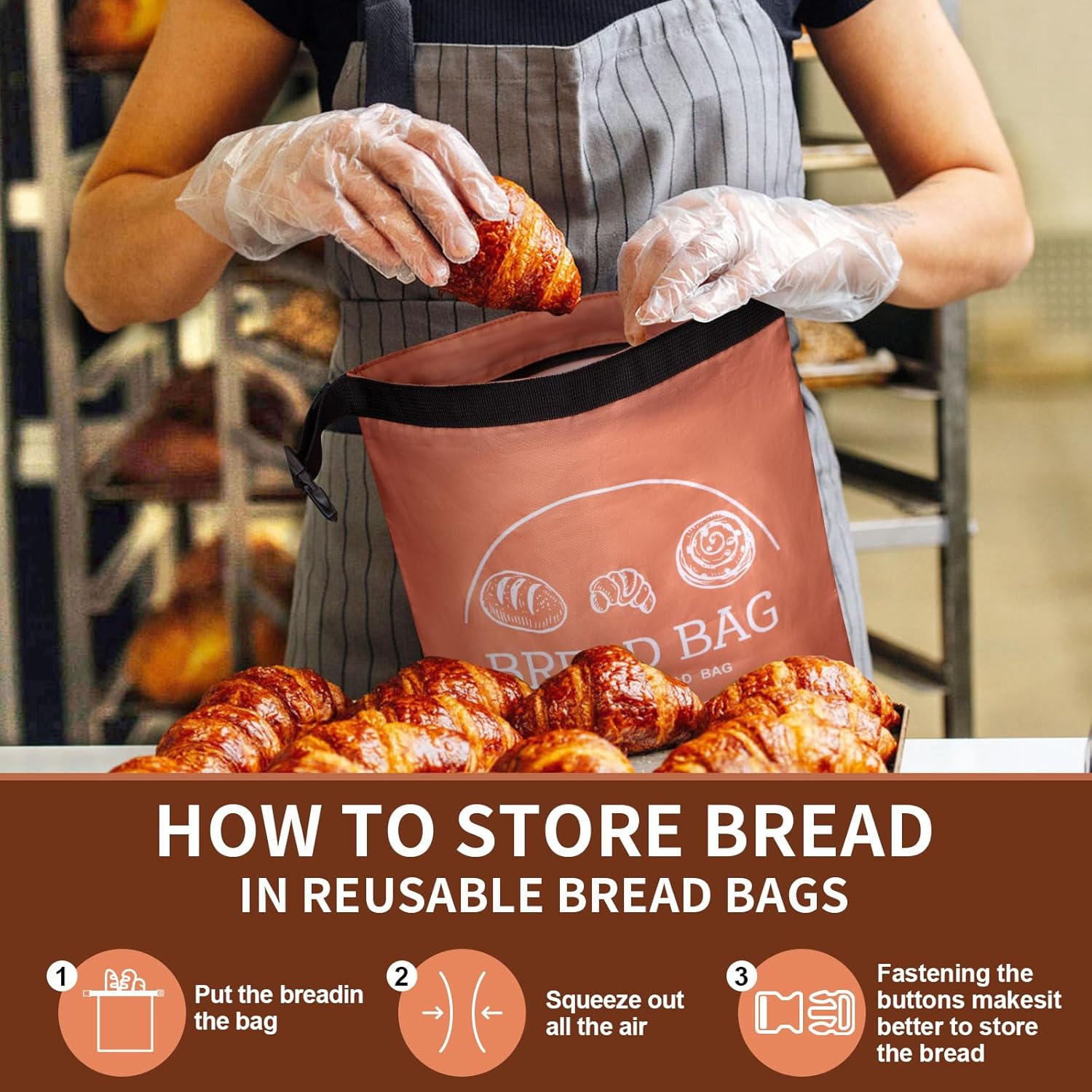 Beeswax Bread Bags - 2 Pack XL Reusable Food Storage Bags for Sourdough | Eco-Friendly & Freezer-Safe (Orange & Grey)