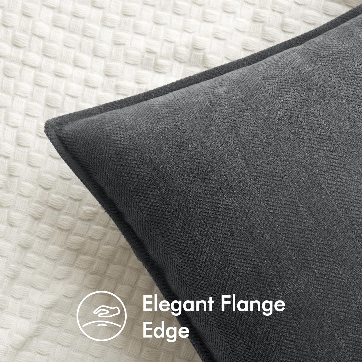 MIULEE Decorative Throw Pillow Covers - Pack of 2 Dark Grey Corduroy | Soft & Stylish Home Accent