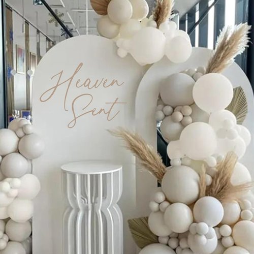 Heaven Sent | Baby Shower Decorations - Gender Reveal Balloon Arch Sign, Brown Theme Party Supplies