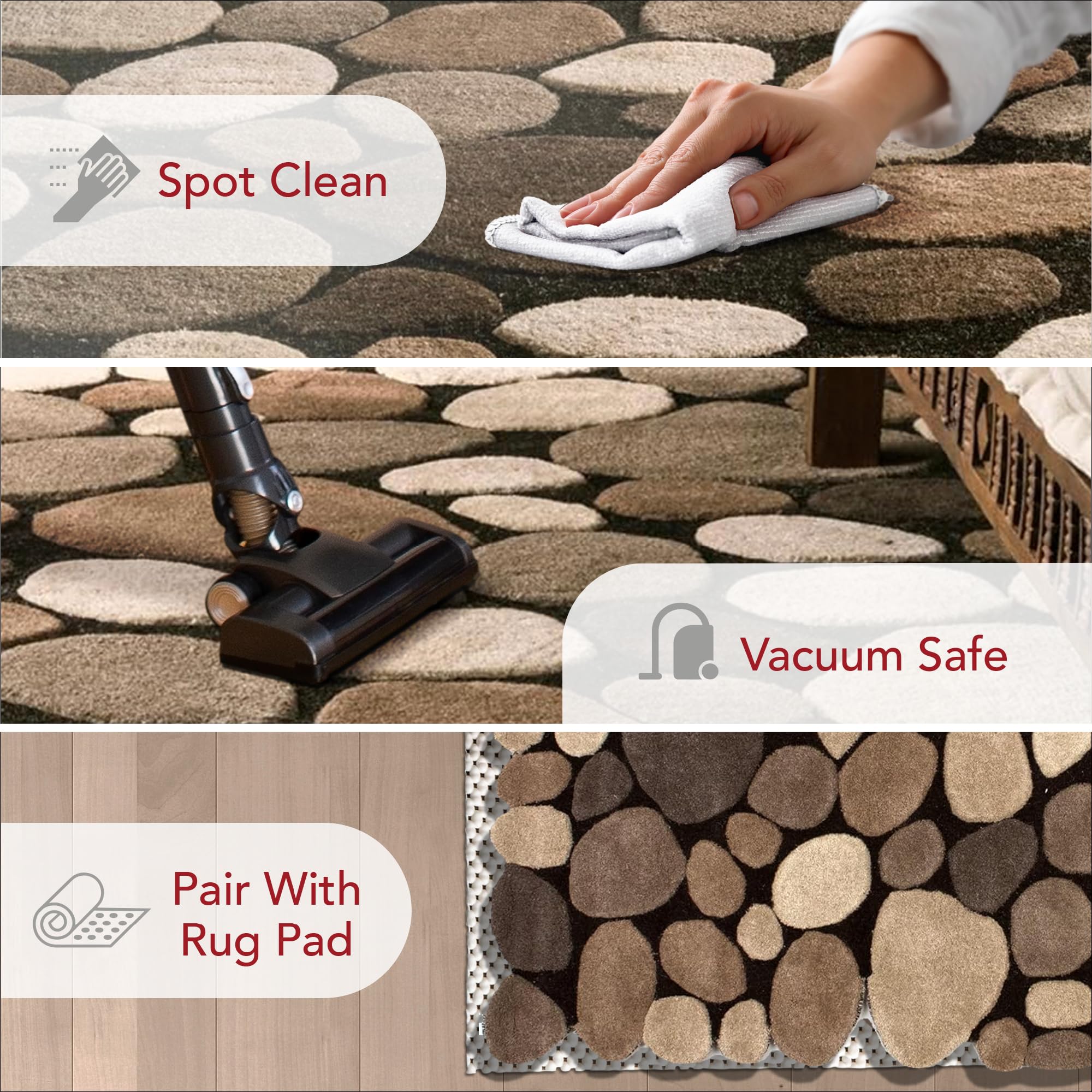 Nuloom Pebbles Natural/Beige, 2' x 3', Handmade, Polka Dot, Wool, Soft and Cozy, High Traffic, Stain Resistant, Easy Clean, Durable Runner for Bedroom, Living Room, Dining, Den, Foyer, Entryway