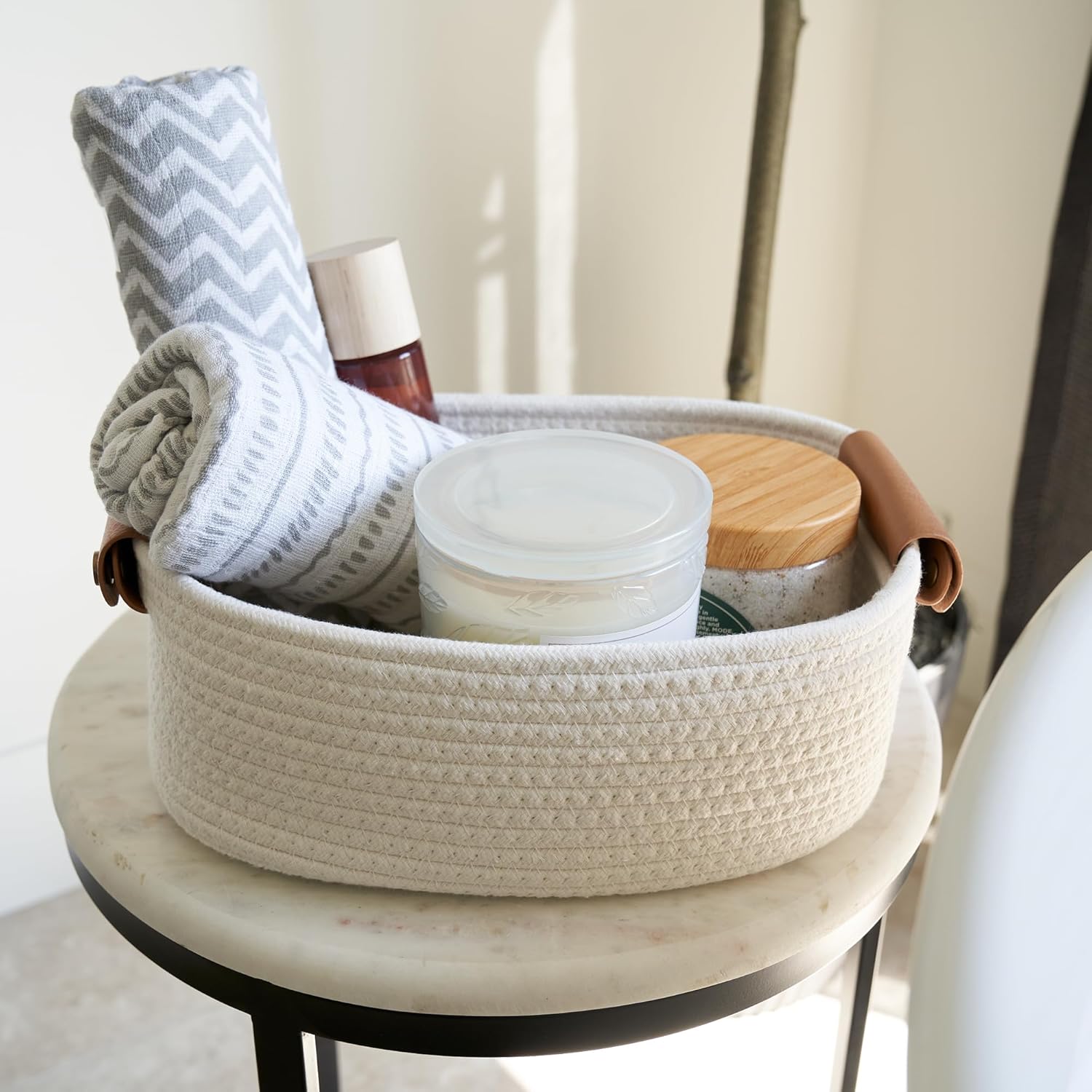 Skiennix Beautiful Storage Basket Set of 5 - Sturdy Cotton Rope Baskets for Home Organization | Perfect for Nursery & Bedroom Decor