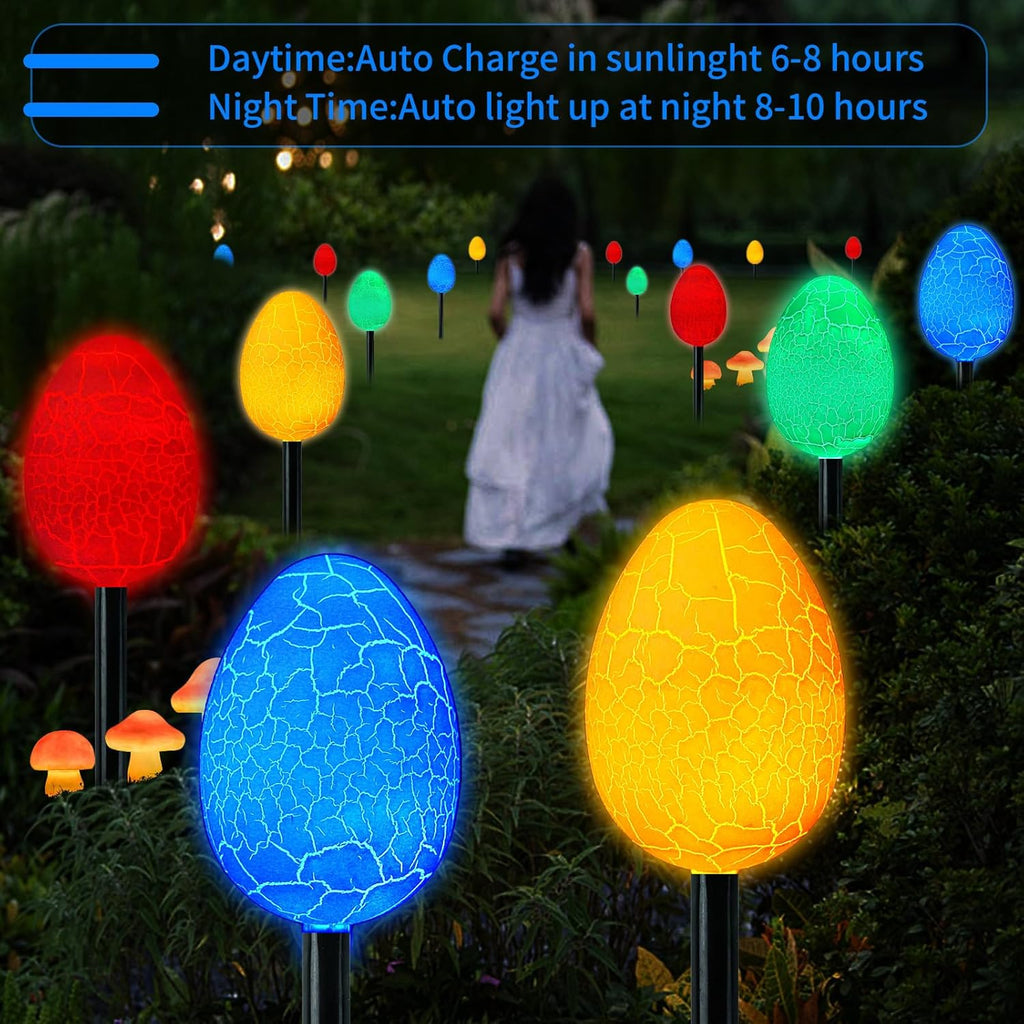 Skiennix Jumbo Solar Easter Egg Lights - 12 Pack Waterproof LED Garden Decor | 8 Auto Modes, IP65 Weatherproof