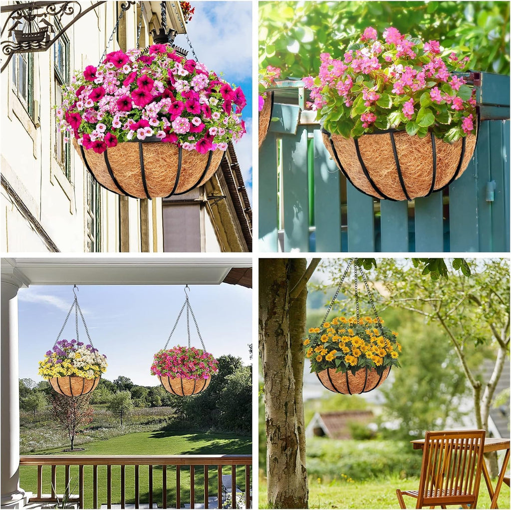Y&M 14" Round Coconut Fiber Liner - Pre-Formed Replacement for Hanging Baskets | 2 Pack