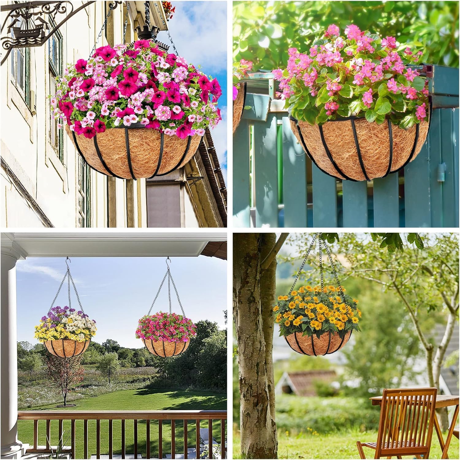 Y&M 14" Round Coconut Fiber Liner - Pre-Formed Replacement for Hanging Baskets | 2 Pack
