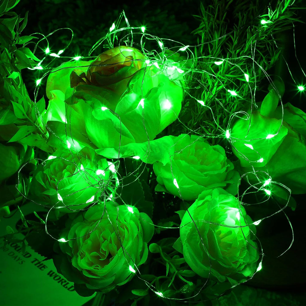 WATERGLIDE 12 Pack St. Patrick's Day Fairy Lights - 7 ft Battery Operated LED Mini String Lights | Waterproof Silver Wire for DIY Decor