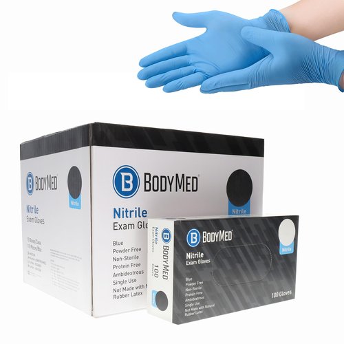 BodyMed Nitrile Gloves for Exam and Home Use, Medium, 1,000 Count - Latex & Powder Free Disposable Gloves for Medical Use, Cooking, Cleaning & More