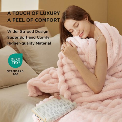 Bedsure Fleece Blanket Queen Blanket&Blankets Queen Size for Bed, Pink, 90x90 Inches