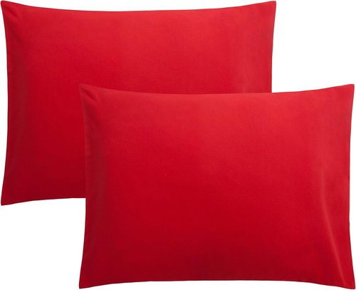FLXXIE Pillow Cases - Soft Microfiber Standard Size Pillow Covers | Wrinkle & Stain Resistant, 2-Piece Set, 20x26, Red
