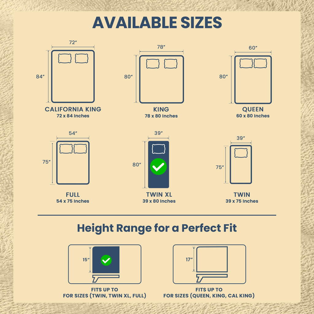 Twin XL Size Mattress Protector Waterproof, Premium 200 GSM Terry Mattress Cover, Soft & Breathable Bed Cover, Fitted Sheet Style Stretchable Deep Pockets 15" by Utopia Bedding (Beige)