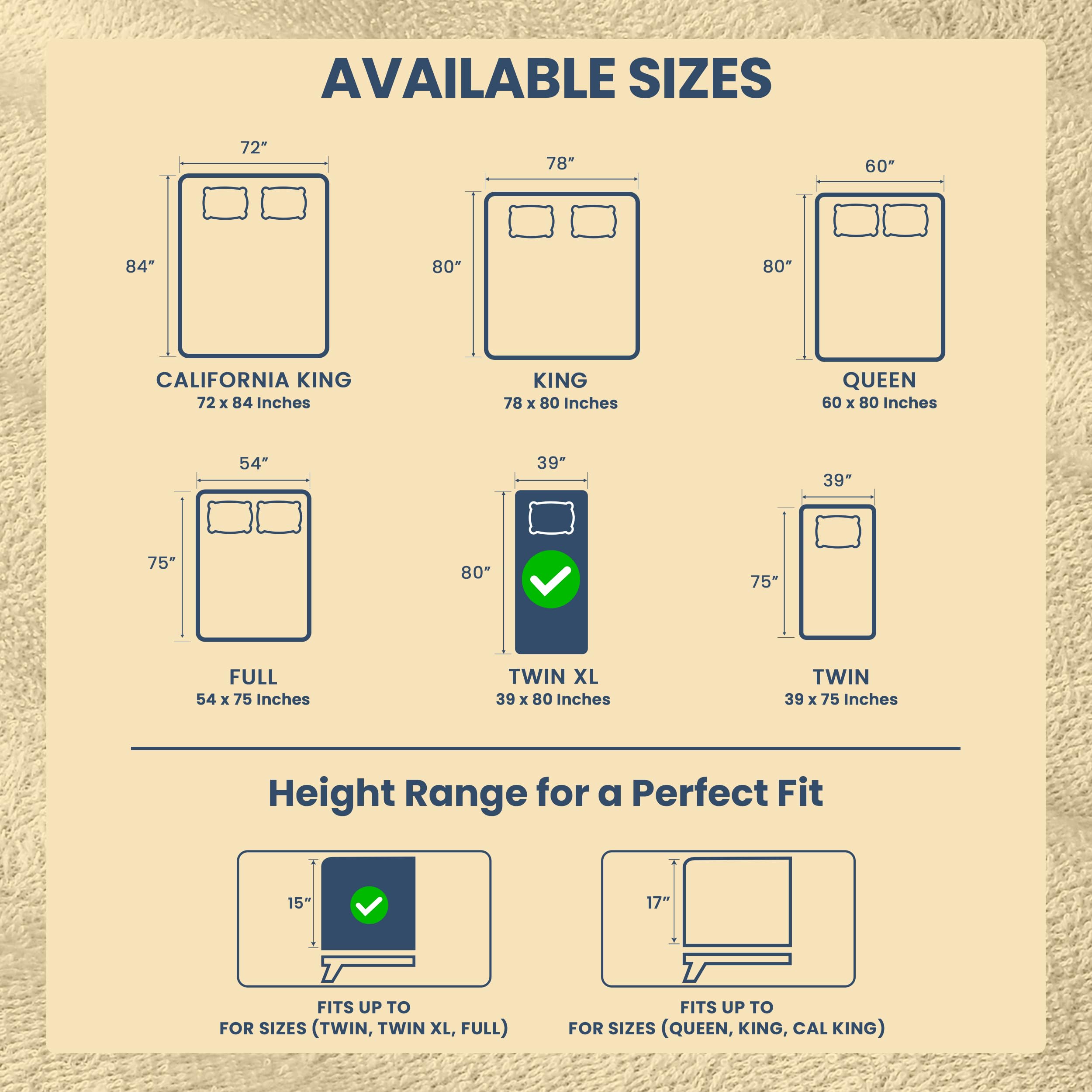 Twin XL Size Mattress Protector Waterproof, Premium 200 GSM Terry Mattress Cover, Soft & Breathable Bed Cover, Fitted Sheet Style Stretchable Deep Pockets 15" by Utopia Bedding (Beige)
