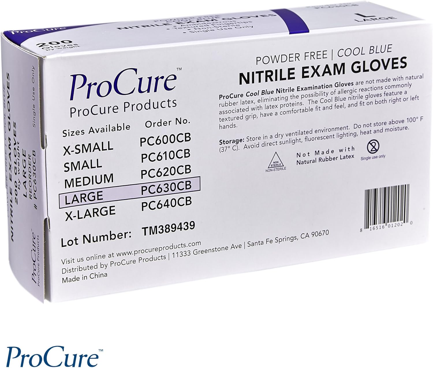 ProCure Disposable Nitrile Gloves - Latex Free, Powder Free, 200 Count Medical Exam Gloves