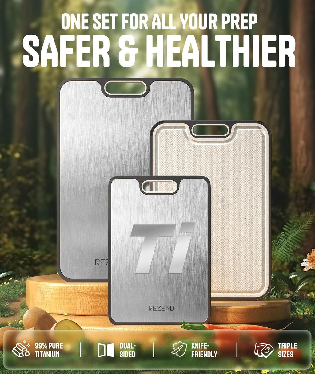 **Titanium Cutting Board Set - Non-Toxic Dual-Sided Design for Hygienic Food Prep | Extra Large (M/L/XL)**