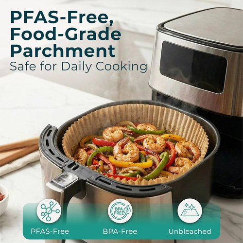 Cathy Yoder Round Air Fryer Liners - 125 PCS Disposable 6.3 Inch Parchment Sheets for Easy Cleanup
