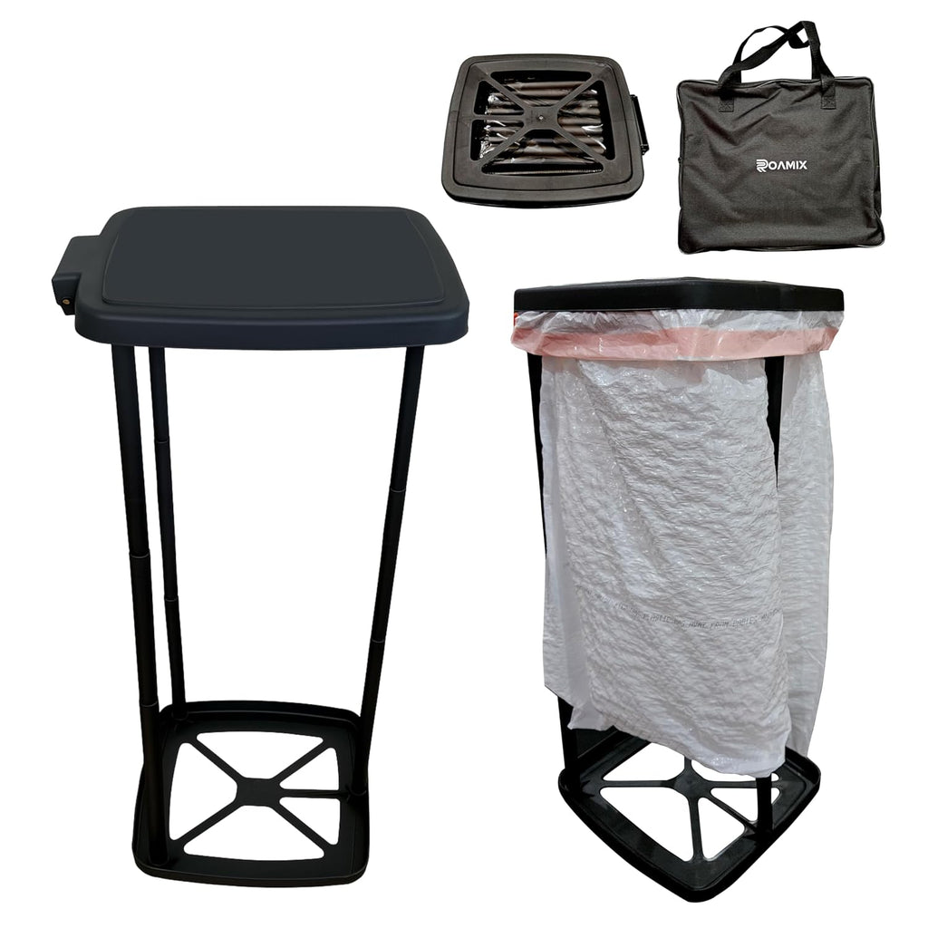 Roamix Collapsible Trash Can - 13 Gallon Foldable Garbage Bin with Carrying Bag for Indoor/Outdoor Use