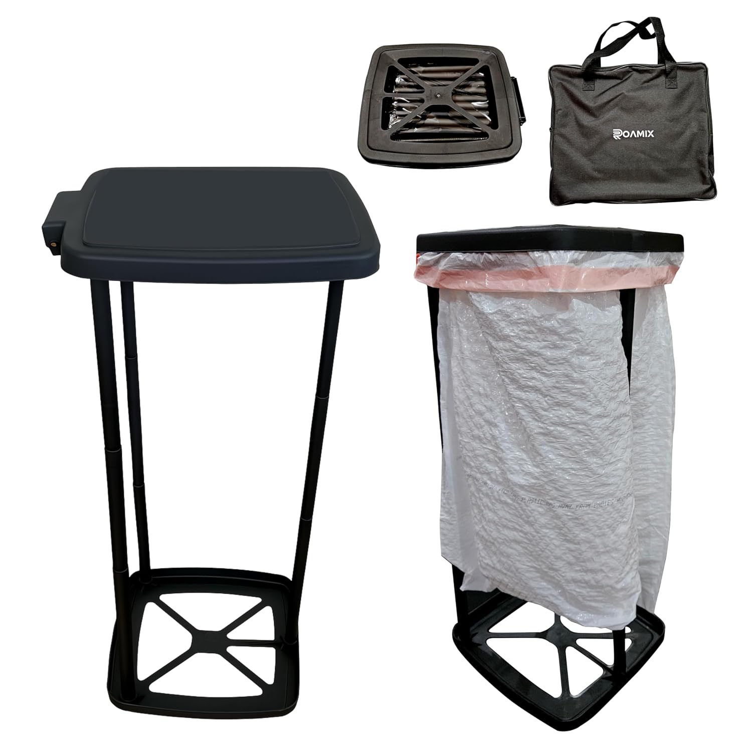 Roamix Collapsible Trash Can - 13 Gallon Foldable Garbage Bin with Carrying Bag for Indoor/Outdoor Use
