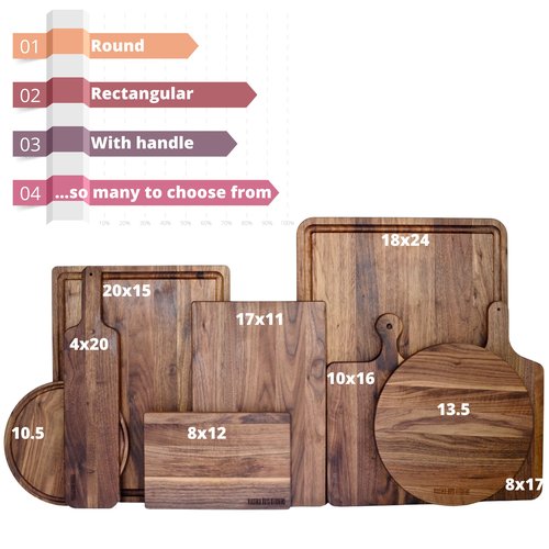 Made in USA Walnut Cutting Board by Virginia Boys Kitchens - Butcher Block made from Sustainable Hardwood (Round - 10.5)