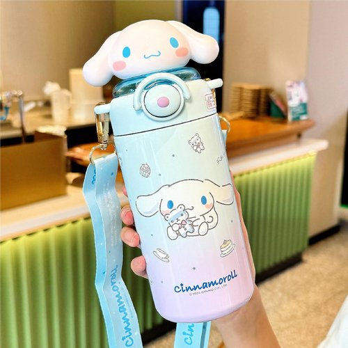 Many Rainbows Cinnamoroll White Stainless Steel Insulated Water Bottle (Straw) with Strap 600ml