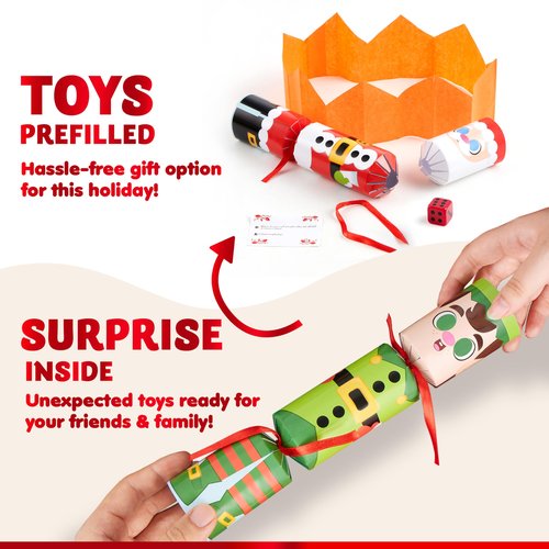 JOYIN 12 Pack Christmas No-Snap Party Favor, Xmas Table Favor Includes Party Hat, Jokes & Gifts, Christmas Table Decorations for Holiday Dinner Traditions Party Supplies, Stocking Stuffers for Kids